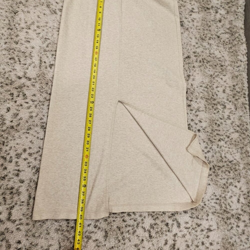 Eileen Fisher Maxi Beach Skirt L Pull On Elastic Waist Back Slit Cotton Beige - Picture 8 of 8